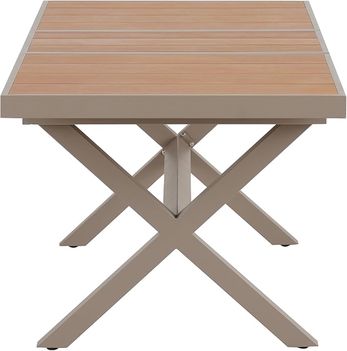 RUNNA Experience Outdoor Dining Freedom with a Flexible Set Including Six Chairs and a Table That Extends from 62.9 to 82.6 Inches for Personalized Arrangements (Camel+Natural@43)