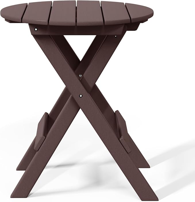 WestinTrends Malibu HDPE Outdoor 24.5 Inch Round Portable Folding Patio Dining Table, Dark Brown