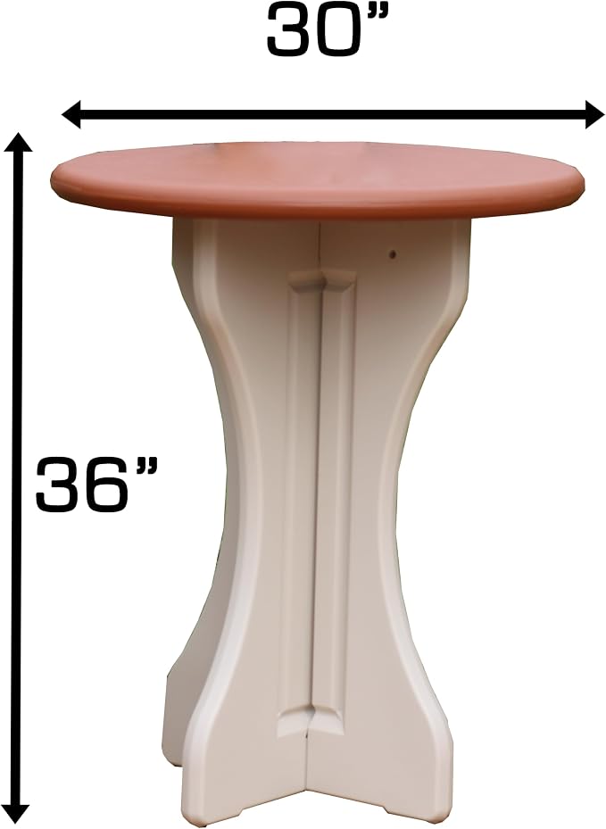 Patio Table Set with Four Barstools - Warm Grey Base with Redwood Accents - Perfect for Patio and Outdoor Spaces. Hardware Free Easy Assembly. Proudly Made in USA