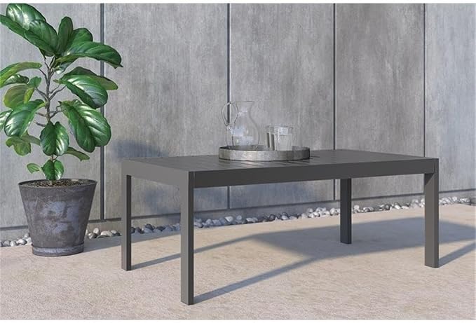 Afuera Living Modern Outdoor Coffee Table, 40 x 23 x 15.75 Inches, Gray Gunmetal Finish, Weather-Resistant Slatted Top, Durable Metal Frame, Contemporary Design for Patio or Backyard Spaces