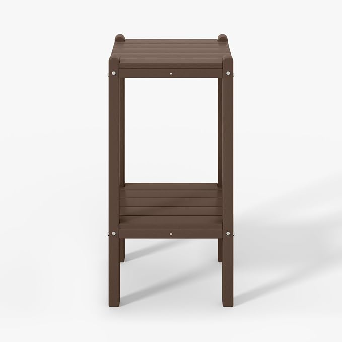 WestinTrends Malibu 36" Outdoor Adirondack HDPE 2-Tier Patio Side Table, Dark Brown