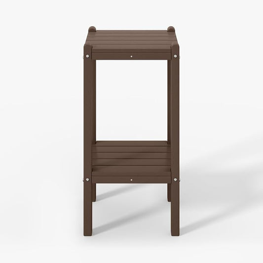 WestinTrends Malibu 36" Outdoor Adirondack HDPE 2-Tier Patio Side Table, Dark Brown