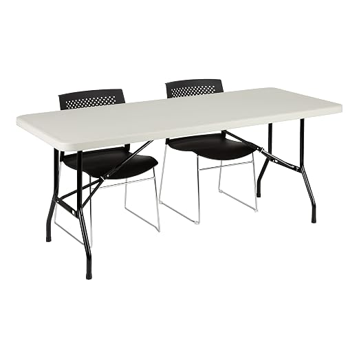 Norwood Commercial Furniture 6' Indoor/Outdoor Folding Training Table, Rectangular Blow-Molded Plastic Folding Training and Event Table, Gray