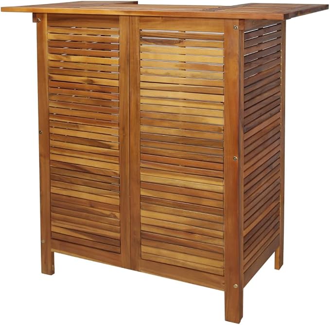 vidaXL Bar Table, Outdoor Pub Table, Bistro Table, Counter Height Table for Balcony Porch Garden Deck Backyard, Farmhouse, Solid Acacia Wood