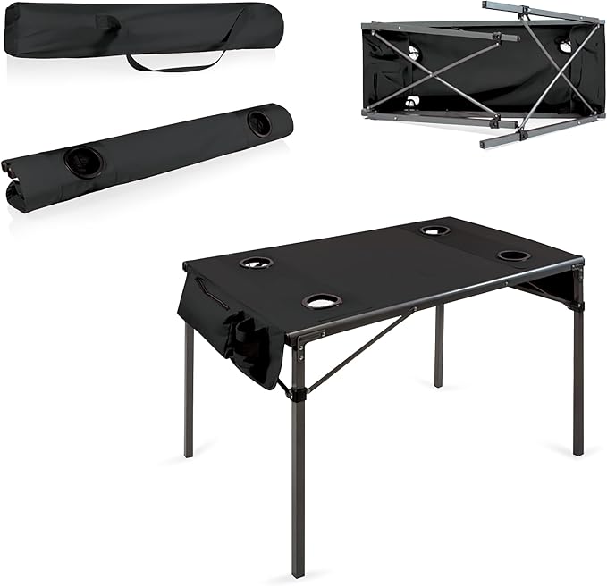 ONIVA - a Picnic Time Brand Travel Portable Soft Top Folding Table for Camping and Outdoors with Carry Bag, (Black) 6 x 6 x 43