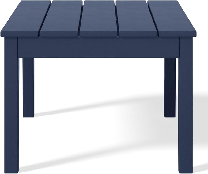 WestinTrends Malibu Low Outdoor HDPE Patio Rectangle Coffee Table, Navy Blue