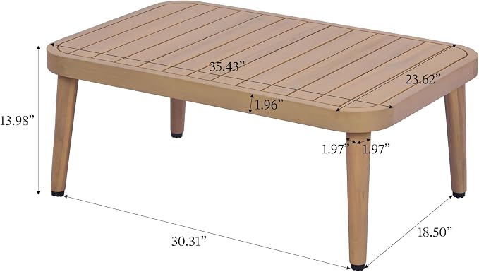 Christopher Knight Home Blanca 2 Pieces Conversation Set, Boho Patio Loveseat Sofa and Coffee Table, Acacia Wood Outdoor Loveseat and Table Set, Rope Woven Curved Loveseat with Cushions, Teak+Beige