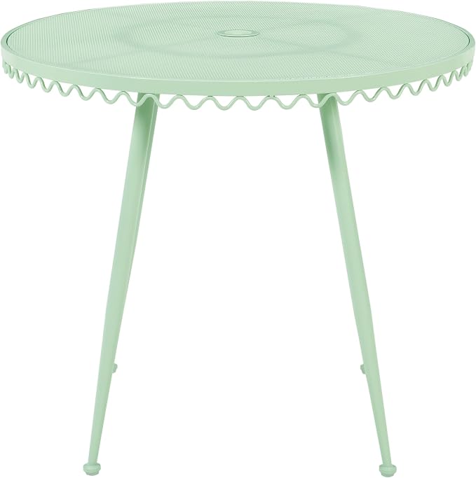 First of a Kind Wrought Outdoor Dining Table in Mint Green Iron