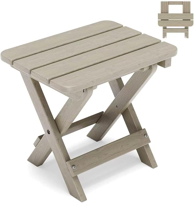 Folding Outdoor Side Table,Small HDPE Patio Table,All-Weather Compact Portable End Table for Patio,Porch,Pool,Brown,11.8" D x 15.7" W x 15.7" H