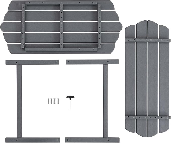 Adirondack Outdoor Patio Table-2 Tier Outside Table Irregular Grey Coffee Table for Garden Indoor Sun Room