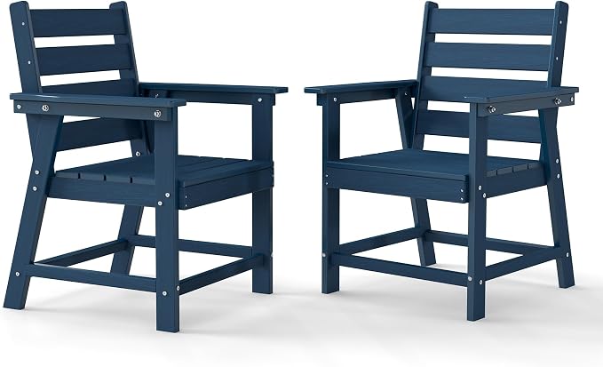 HDPE Dining Chair, Navy Blue, Set of 2