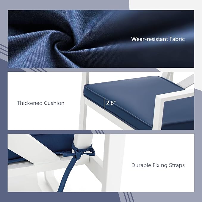 Tangkula 4 Pieces Outdoor Conversation Set, Patiojoy Heavy Duty Steel Frame Patio Chairs with Coffee Table Set, Soft Seat Cushions, for Garden, Backyard, Poolside, Balcony and Deck (Navy)