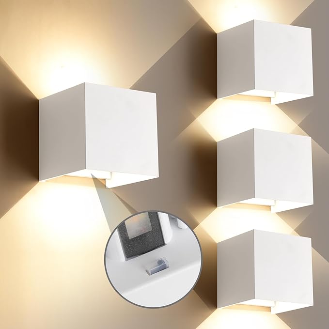 20W 3CCT Adjustable Up and Down LED Wall Sconce 4 Pack | White IP65 waterproof ETL certified 1300LM Exterior/Interior Lighting Fixtures for porches & patios