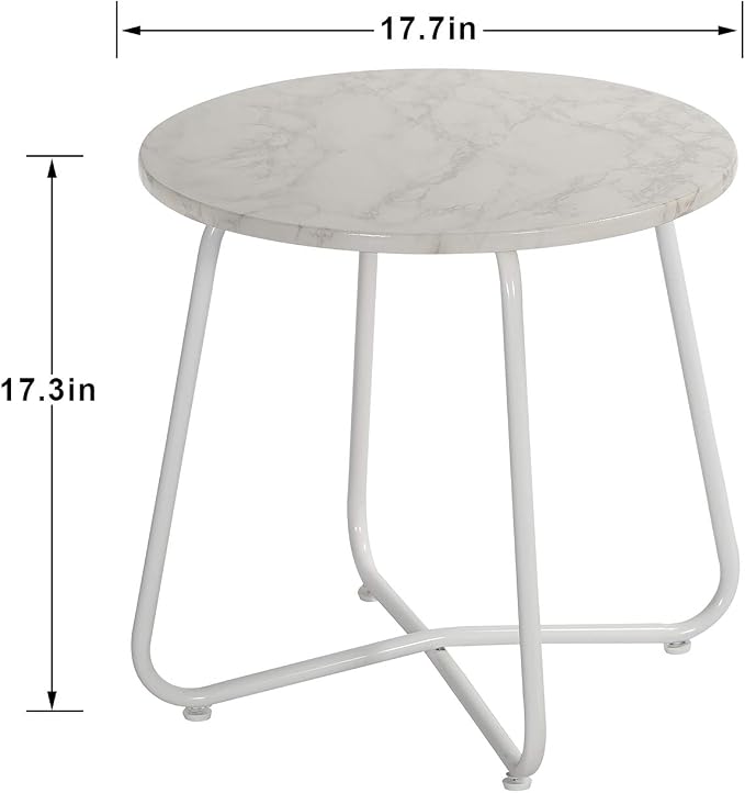 VECELO Patio Outdoor Side Snack Table,Small Round Anti-Rust Metal Style for Garden Balcony,Yard,Living Room