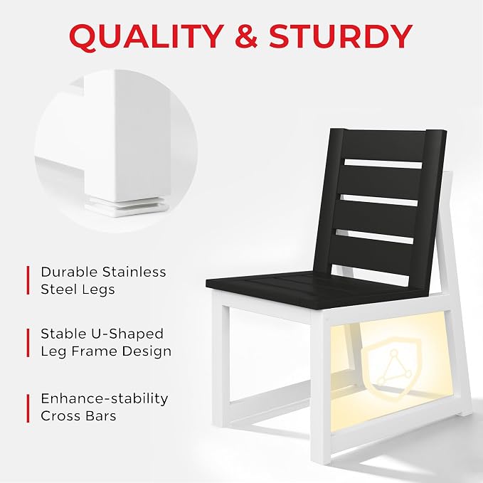 Costaelm Stinson Outdoor Patio HDPE Dining Side Chair, Black