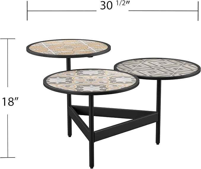 SEI Outdoor Patio Furniture - Lorengo Outdoor 3-Tier Cocktail Table - Transitional Design Multi Iron - Ideal for Patio, Backyard (OD1129100)