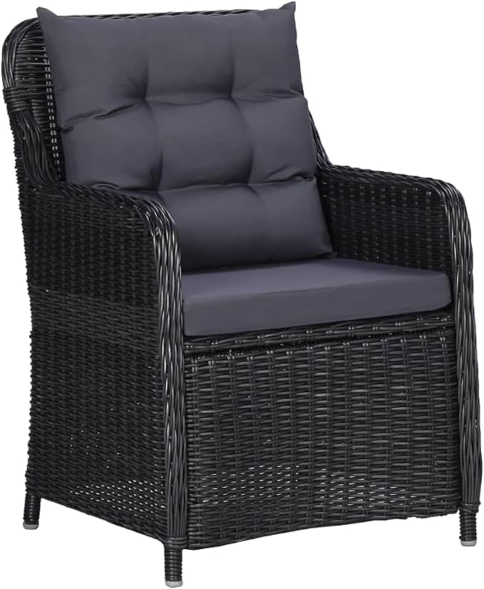 7 Piece Patio Dining Set,Outdoor Bar Table,Patio Bar Set,Modern Outdoor Furniture,Dining Bench with Back,Bistro Set,for Patio Deck Garden,Backyard & Lawn,Black
