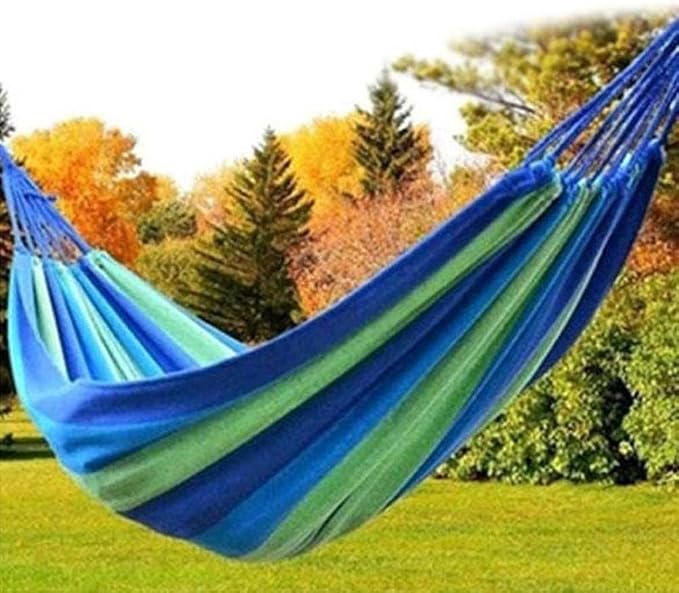 Leadigol Colorful Cotton Hammock,Outdoor Hammock Portable Hiking Single Hanging Bed Garden Hammock Swing Canvas Travel Bed Outdoors Camping Hanging Swing Sleeping Hammock