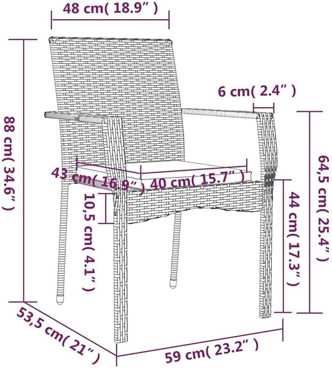Afuera Living 5-Piece Garden Dining Set, Black and Gray PE Rattan, Powder-Coated Steel Frame, Rectangular Table and 4 Chairs with Cushions, Modern Style Outdoor Patio Furniture for Backyard or Terrace