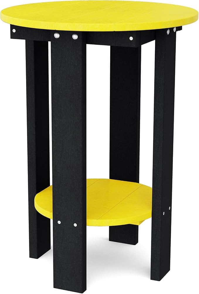 Wildridge Heritage Balcony Table, Lemon Yellow and Black - Outdoor Weather Resistant Recycled Plastic Furniture for Patio
