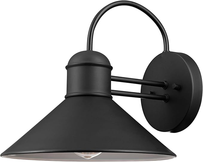 Globe Electric 44165 1-Light Outdoor Wall Sconce, 2-Pack, Weatherproof, Black Finish, Outdoor Lighting Modern, Wall Lighting, Porch Light, Front Porch Décor, Patio Décor, Outdoor, Bulb Not Included
