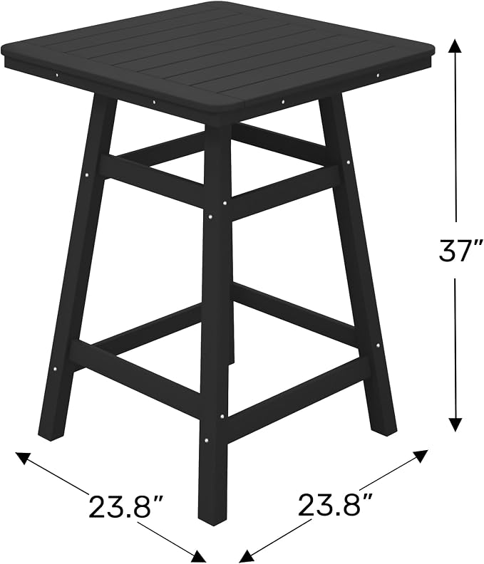 WestinTrends Malibu Square Outdoor Patio Counter High Bistro Bar Table with Umbrella Hole 37" Tall, Navy Blue
