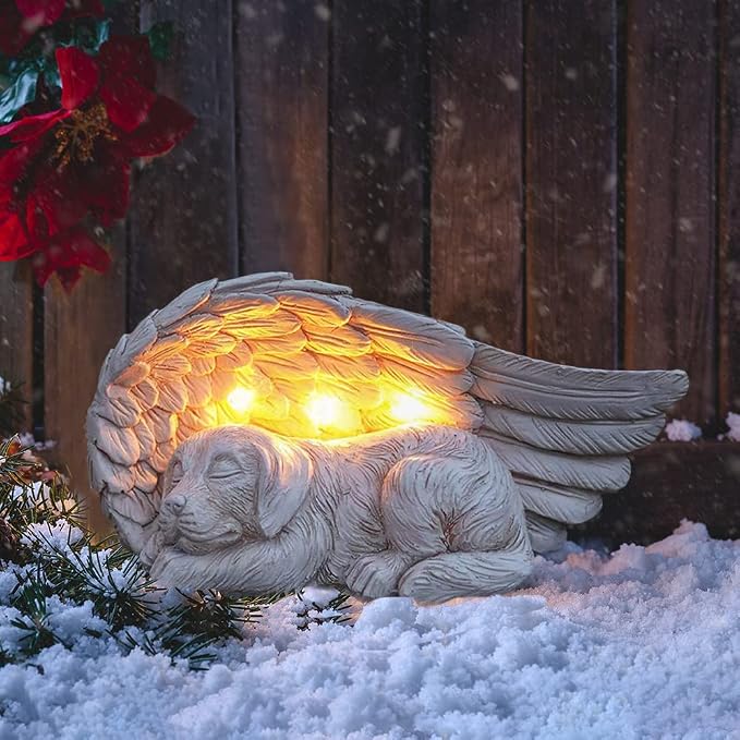 iHeartDogs Forever My Guardian Angel Garden Solar Light, Dog Memorial Stone | Pet Memorial Gifts, Dog Figurine, Solar-Powered, Garden Decor