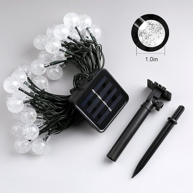 Toodour Solar String Lights Outdoor, 36ft 60 LED Globe String Light with 8 Mode, Waterproof Crystall Ball Lights Solar Patio Lights for Garden, Lawn, Patio, Gazebo, Yard, Outdoor Decor - Warm White