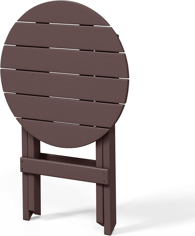 WestinTrends Malibu HDPE Outdoor 24.5 Inch Round Portable Folding Patio Dining Table, Dark Brown
