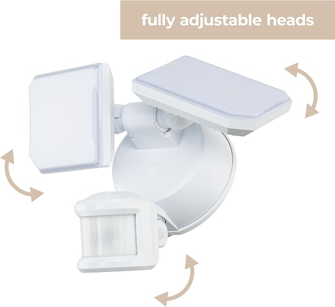 Guardian SMART Flood and Security Wall Light with 2 Lights 2,250 Lumens 20 Watts and Programmable Motion and Photo Sensor in White, Works with Android or iOS
