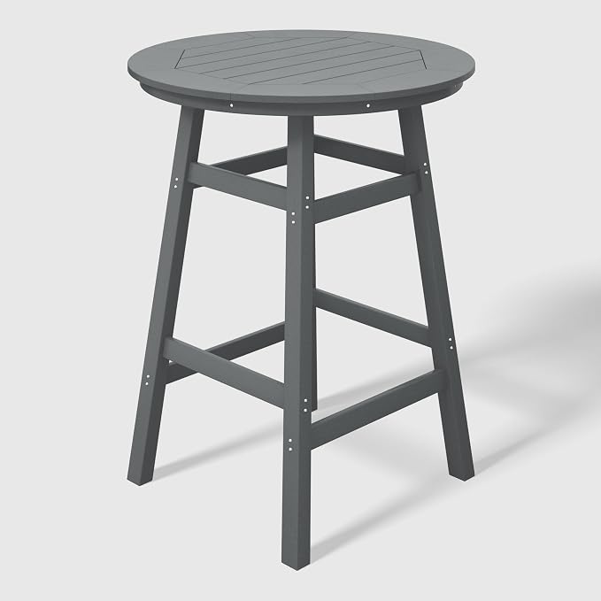 WestinTrends Malibu Outdoor 35" HDPE Round Patio Bar Height Table, Gray