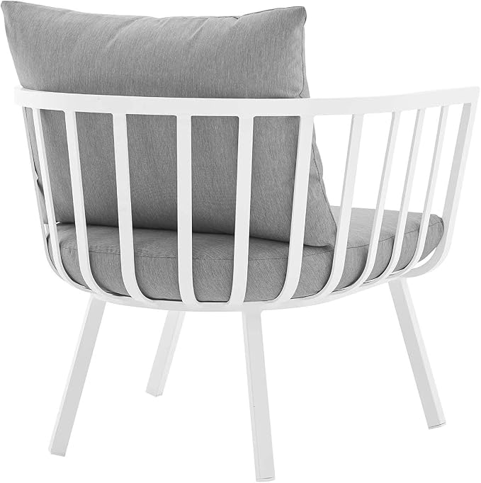 Modway Riverside 4 Piece Sectional Set with Armchair and Table, 61. 5" L x 114" w x 28" H, White Gray