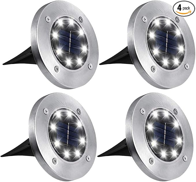 ZGWJ Solar Ground Lights,4 Pack Waterproof Solar Garden Lights, Upgraded Outdoor Garden Waterproof Bright in-Ground Lighting, Landscape Lighting for Pathway,Yard,Deck,Lawn,Patio,Walkway White