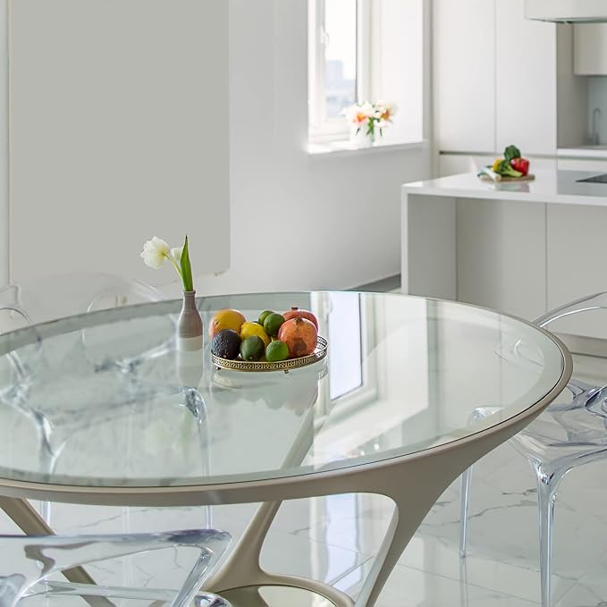 Round Clear Tempered Glass Table Top 45 Inch with 1/4 Inch Thick Flat Polished Edge Ideal for Tables Desks Workspaces and Outdoor Furniture by Fab Glass and Mirror