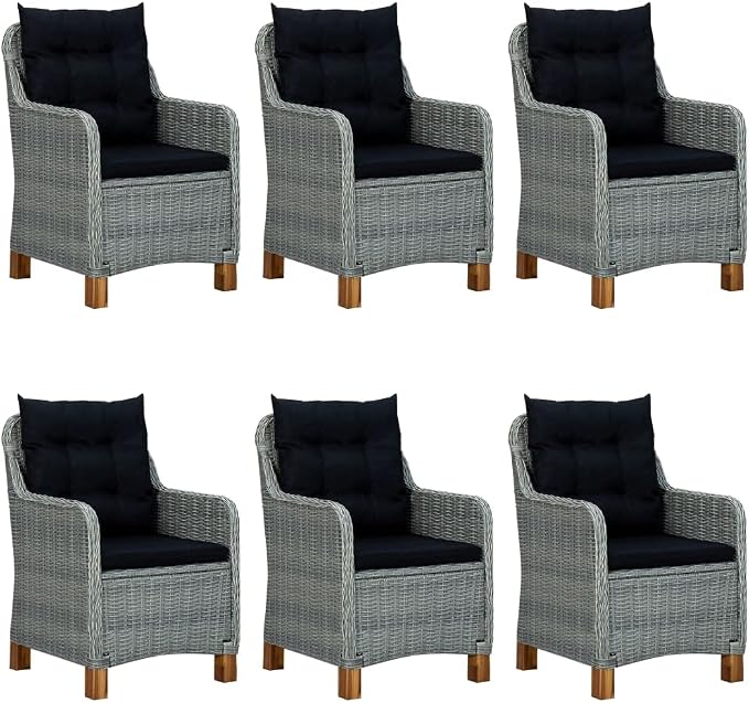 9 Piece Patio Dining Set with Cushions Poly Rattan,Outdoor Dining Set,Garden Dining Set,Terrace Tables and Chairs,Lounge Seat,Garden Furniture,for Homes,Offices,Living Room,Cafes,Light Gray