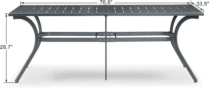 PURPLE LEAF 6-8 Person Outdoor Aluminum Dining Table with Height Adjustable Feet and Slatted Tabletop Large Rectangle Patio Table for Garden Porch Deck