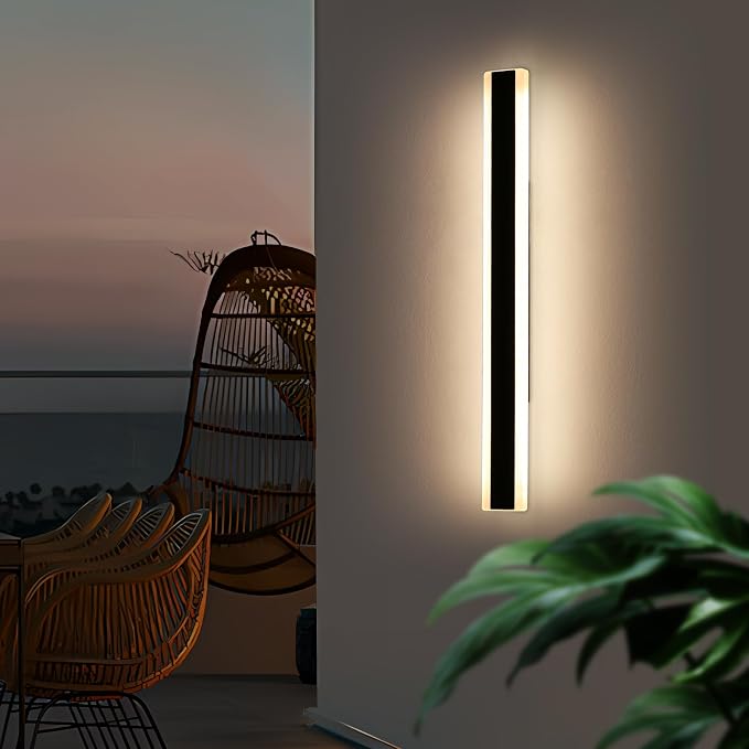 47inch Outdoor Wall Sconces, Dimmable 3000K-6000K Exterior Long Wall Lights, IP65 Waterproof, Modern Wall Mounted Light Fixture for Patio, Garage, Porch, Yard with Remote Control