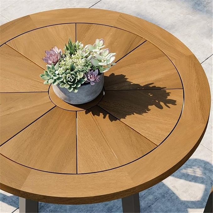 Modway Meadow Outdoor Patio Teak Wood Dining Table in Natural Taupe