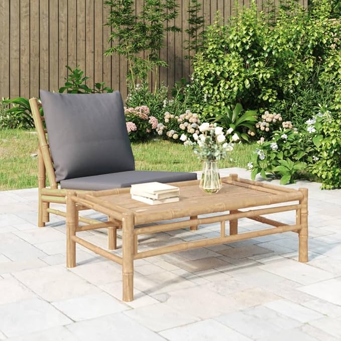 vidaXL Bamboo Patio Coffee Table - Outdoor Furniture with Durable Material and Easy-to-Clean Surface, 39.4"x21.7"x13" Dimensions, Assembly Required