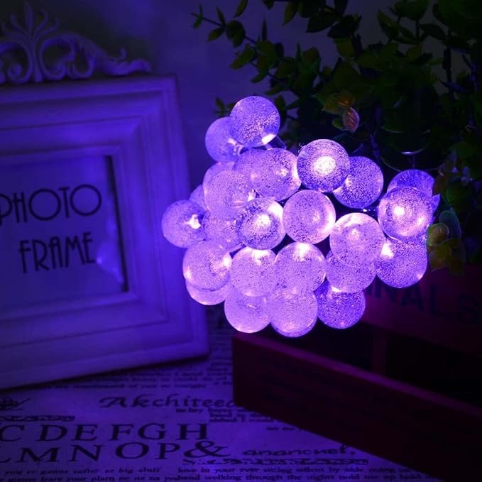 Toodour Solar String Lights Outdoor, 56ft 100 LED Globe String Light with 8 Mode, Waterproof Crystall Ball Lights Solar Patio Lights for Garden, Lawn, Patio, Gazebo, Yard, Outdoor Decor - Purple
