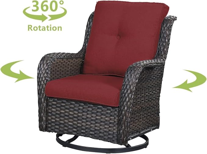 HUMMUH 10 Pieces Patio Furniture Set with Fire Pit High Back Wicker Outdoor Furniture Set Swivel Rocker Chairs 3-Seater Couch for Porch,Deck,Backyard