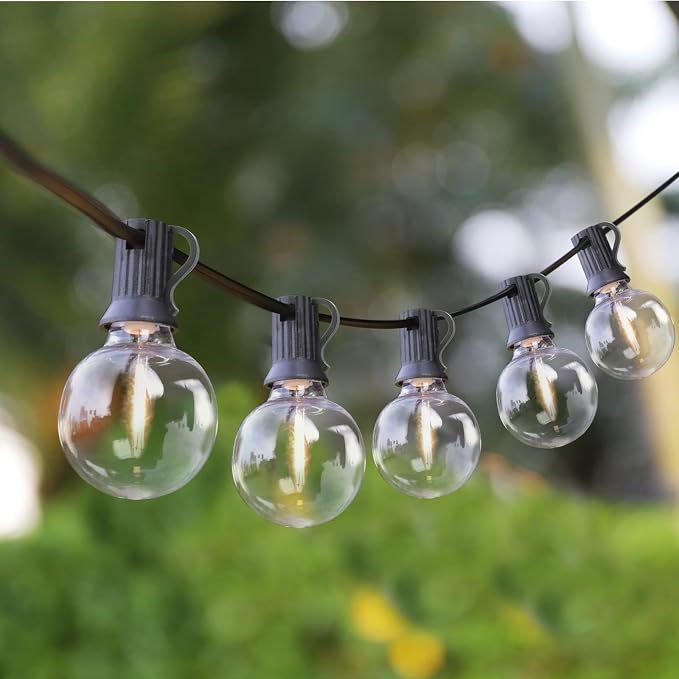 Mlambert 150Ft(3x50Ft) Outdoor String Lights, G40 Globe Patio Lights with 75+6 Dimmable Shatterproof LED Hanging Bulbs for Backyard Party-Black Wire