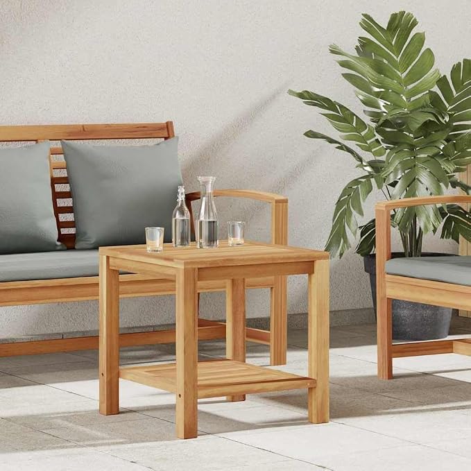Modern Outdoor Coffee Table Solid Teak Wood Minimalist Design for Patio Contemporary Garden Table with Storage Compartment