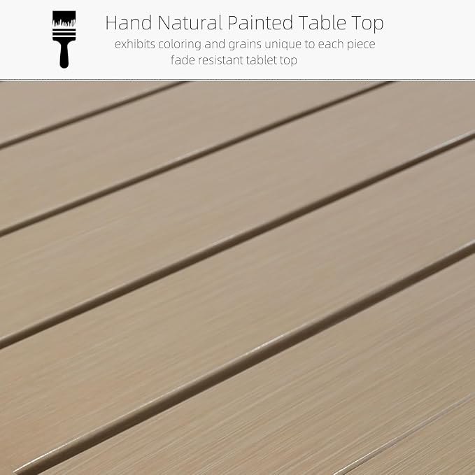 Patio Table for Garden Backyard Use,63" x 38" Large Weather-Resistant Outdoor Dining Table for 6 Person