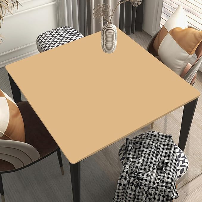 Square Fitted Tablecloth Suit for 24"x24" Table Burlywood Stretch Table Topper Cap for Dining Kitchen Home Party Style04