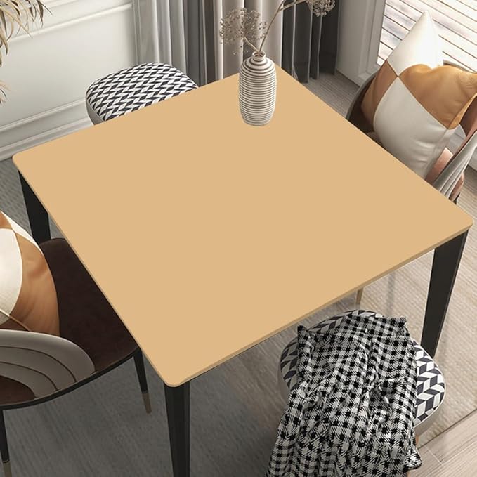 Square Fitted Tablecloth Suit for 60"x60" Table Burlywood Stretch Table Topper Cap for Dining Kitchen Home Party Style184