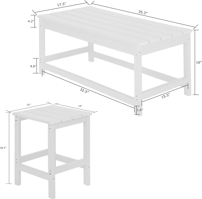 WestinTrends Malibu 3-Piece Set Outdoor Coffee and Side Table for Adirondack Chair, Orange