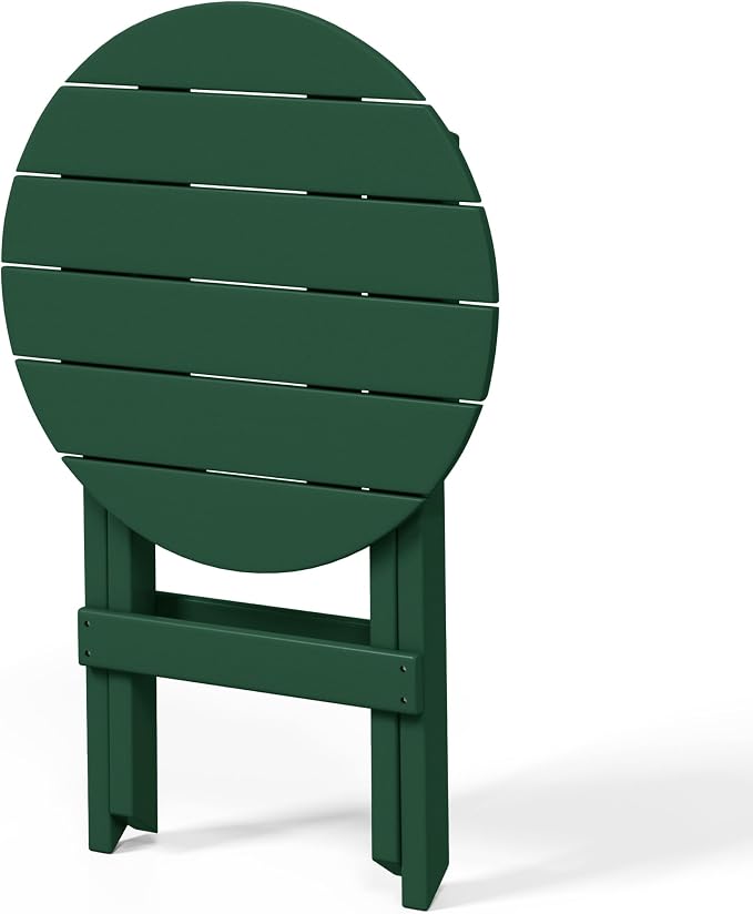 WestinTrends Malibu HDPE Outdoor 24.5 Inch Round Portable Folding Patio Dining Table, Dark Green