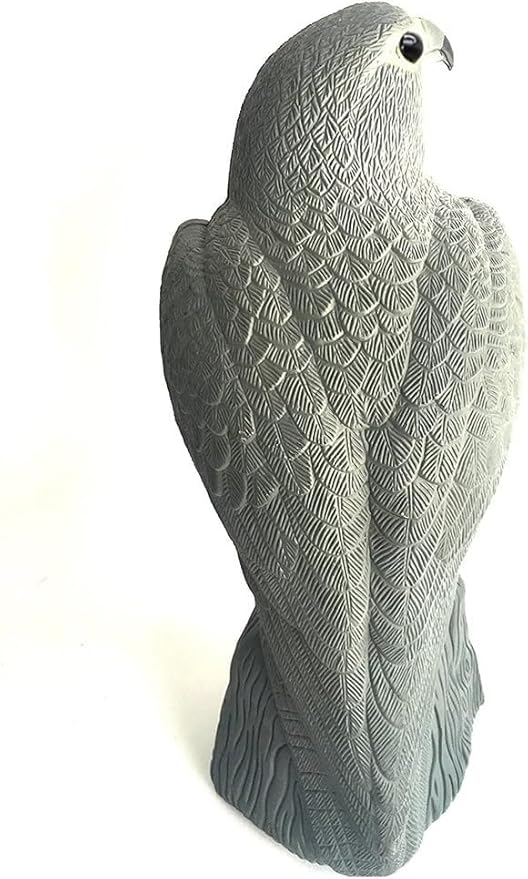 Hawk Decoy to Scare Birds Away - Owl & Hawk Garden Decoy Combo, 2X Protection Wind-Activated Bird Deterrent for Farms & Yards, 50% Larger Size (15")