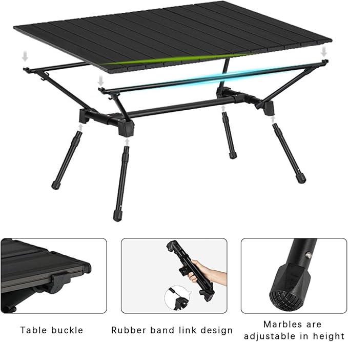 Folding Dining Table Aluminum Alloy Portable Durable Barbecue Desk Furniture Computer Bed Lightweight Folding Camping Table Outdoor BBQ (Color : 03)